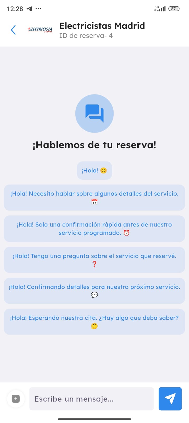 Chatea con el proveedor